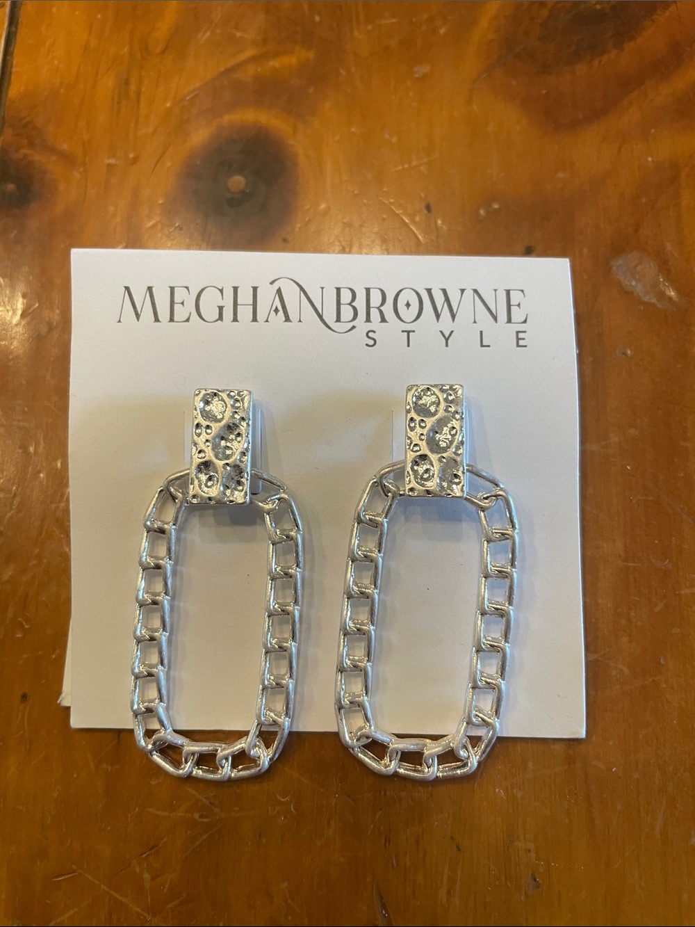 ME Makeover Essentials Silver Link Drop Earrings with Crystal Studs